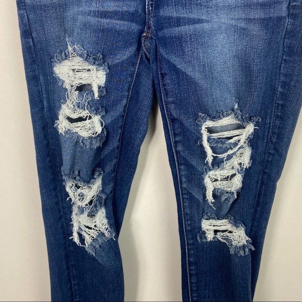 American Eagle Hi-Rise Distressed Jeggings Size 4 X-Short Stretch Denim Jean - Picture 7 of 12